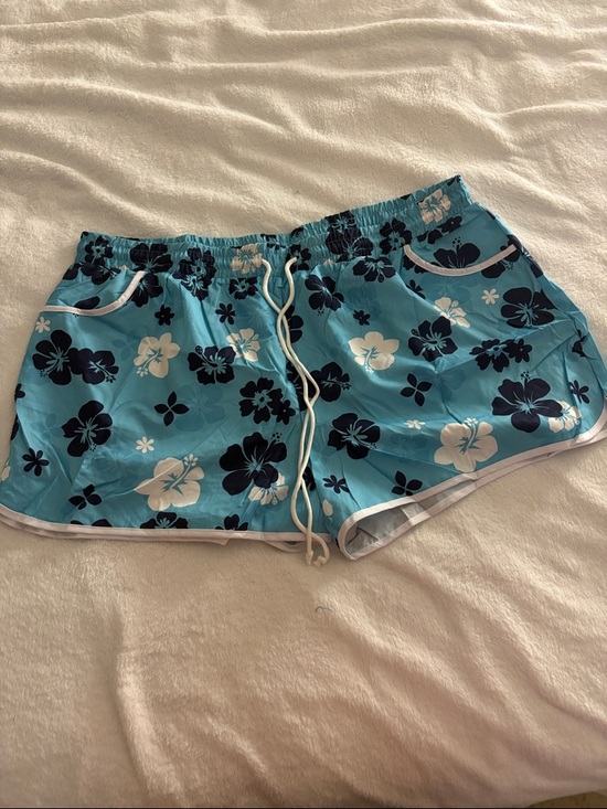 Other - Women’s Blue Floral Swim Shorts with Drawstring